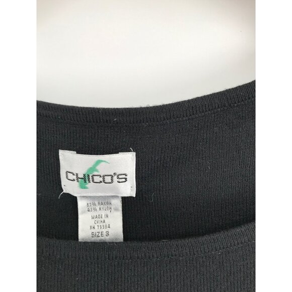 Chico's 3 Black Long Sleeve Top Size XL knit womens - Picture 2 of 8